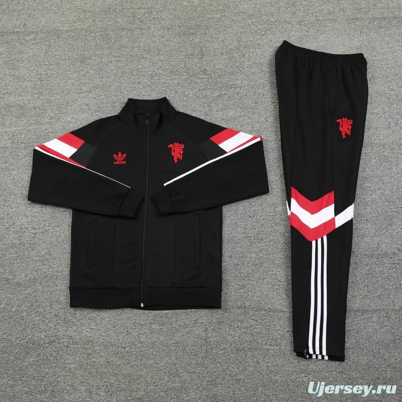 24/25 Manchester United Black Full Zipper Jacket +Long Pants