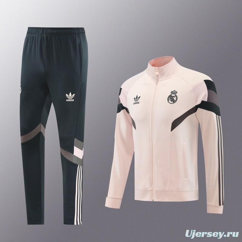 24/25 Real Madrid Light Pink Full Zipper Jacket +Long Pants