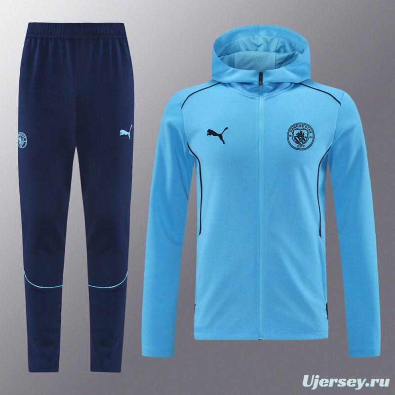 24/25 Manchester United Skyblue Full Zipper Jacket +Long Pants