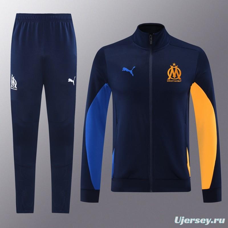 24/25 Olympique Marseille Navy Full Zipper Jacket +Long Pants