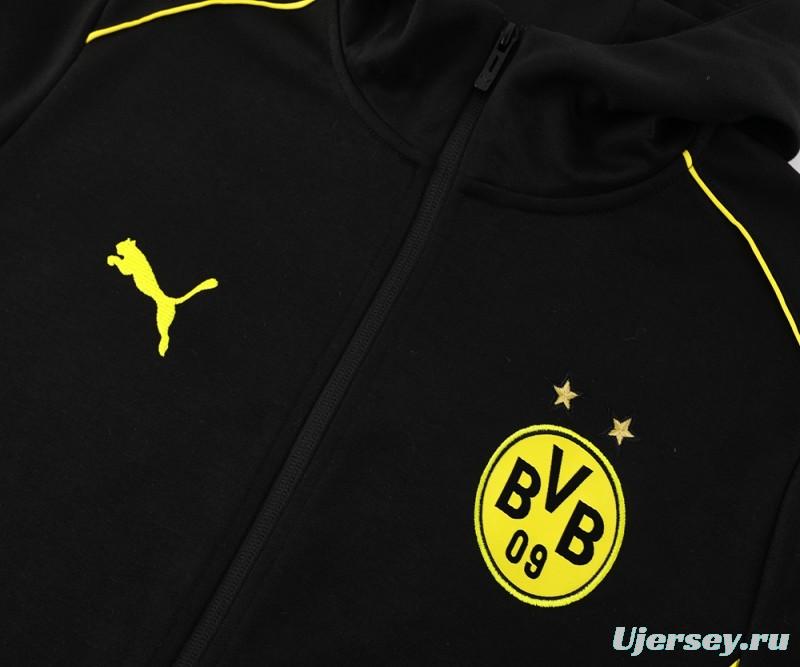 24/25 Borussia Dortmund Black Hoodie Full Zipper Jacket +Long Pants