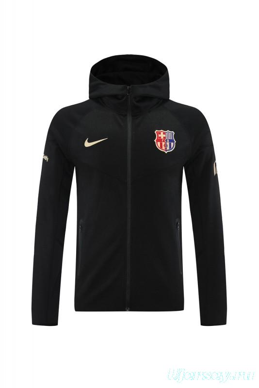 24/25 Barcelona Black Hoodie Full Zipper Jacket +Long Pants