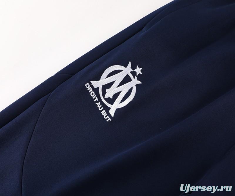 24/25 Olympique Marseille Navy Full Zipper Jacket +Long Pants