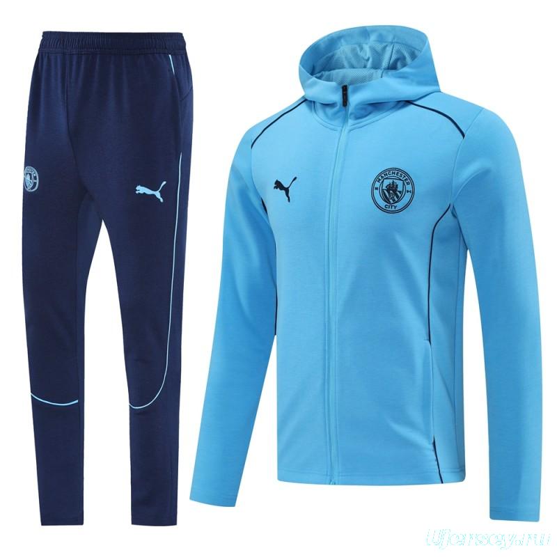 24/25 Manchester United Skyblue Full Zipper Jacket +Long Pants