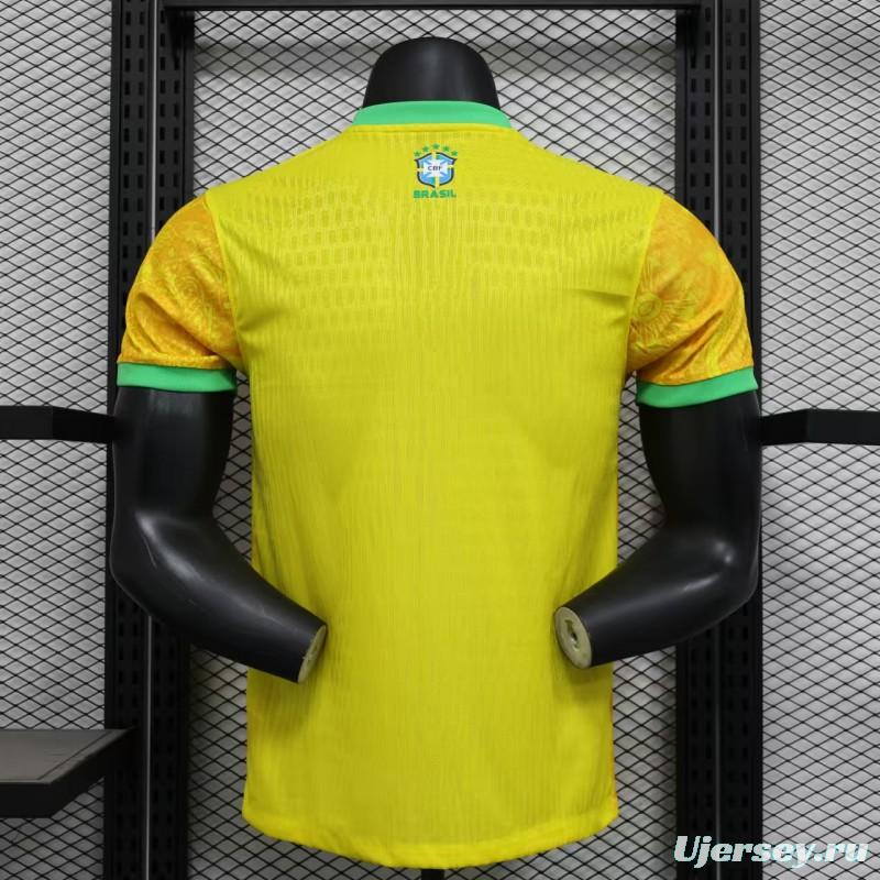 Player Version 2024 Brazil Christ Yellow Goalkeeper Special Jersey