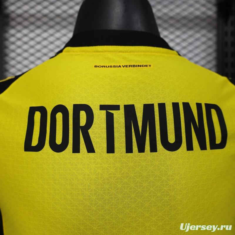 Player Version 25/26 Borussia Dortmund Home Yellow with Black Brush Stroke Jersey