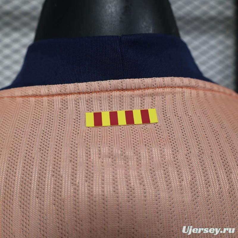 Player Version 25/26 FC Barcelona Pink 125Th Anniversary Jersey with Spotify Sponsor and Navy Blue Accents