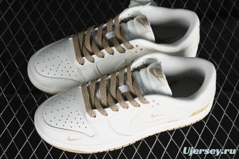 Nike SB Dunk Low Collaboration Three Swooshes Beige Gold Colorway Low-Top Casual Skateboarding Shoes - NK5639-326