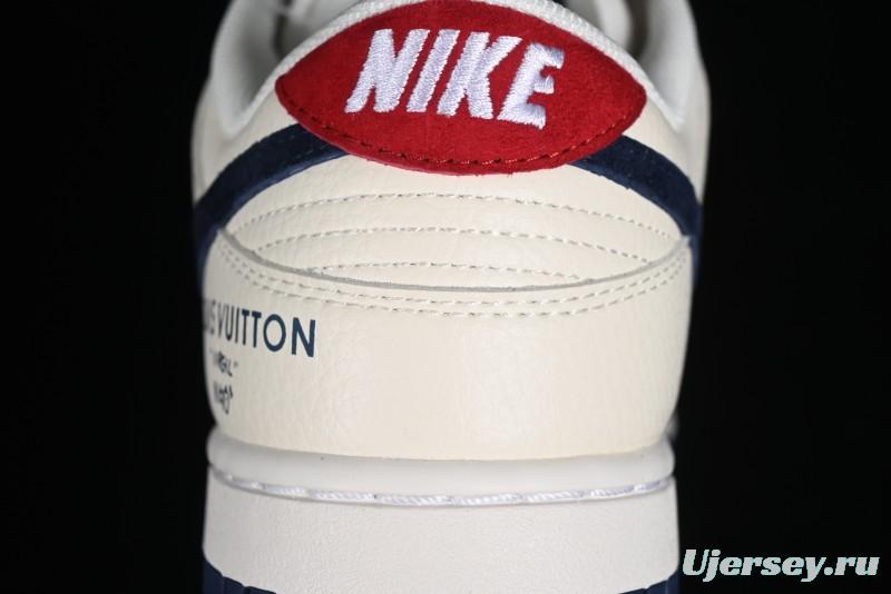 Nike SB Dunk Low LV Collaboration - Suede Navy Blue Anniversary High-End Custom Low-Top Casual Sneakers - FC1688-134