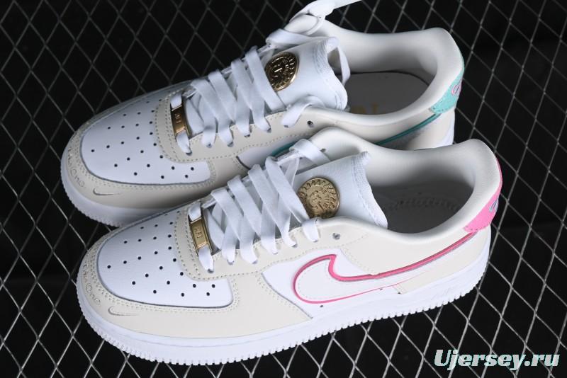 Nike Air Force 1 '07 Low Grey White Pink Casual Sneakers - HM3694-011