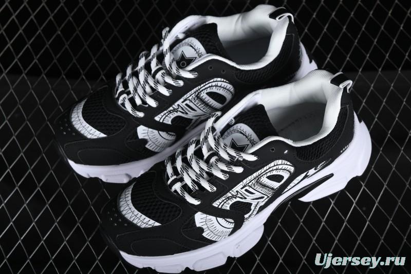 Dior Chrono Round Toe Lace-Up Lifestyle Casual Running Sneakers - 6865 BLACK WHITE