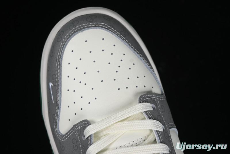 Nike SB Dunk Low Gucci Collaboration - Double G Grey Green Swoosh Anniversary Custom Low-Top Casual Skate Shoes - SF1588-134