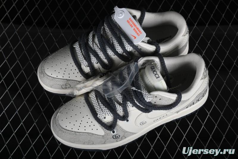 Nike SB Dunk Low Gucci Collaboration - Lace-Up Ash Anniversary High-End Custom Low-Top Casual Sneakers - SJ2068-263