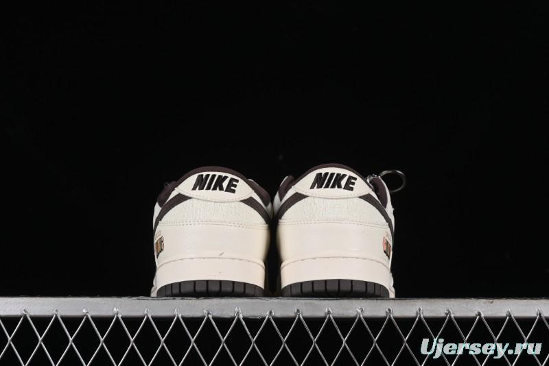 Nike SB Dunk Low Gucci Collaboration - Beige Brown Woven Fabric Anniversary High-End Custom Low-Top Casual Skate Shoes - DQ1098-375