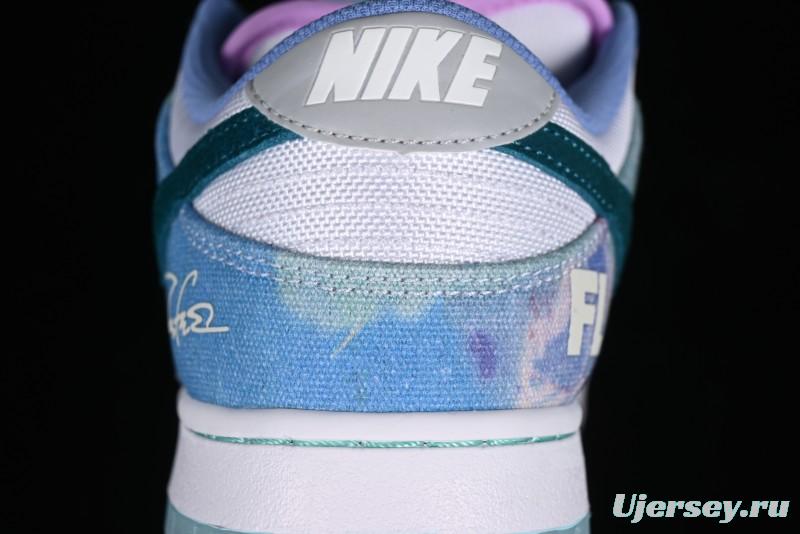 Nike Futura x Dunk Low Pro SB Skate Shoes with Tie-Dye Design - HF6061-400
