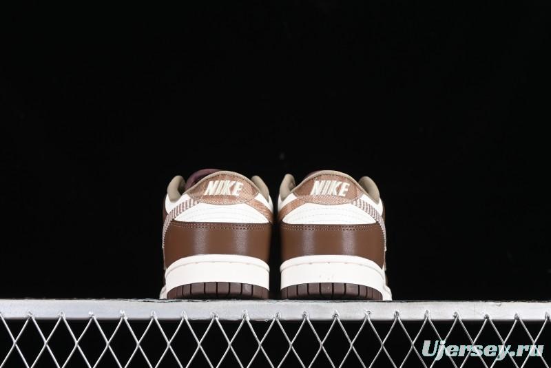 Nike Dunk Low SB White Brown Plaid Casual Skate Shoes - FV3653-191
