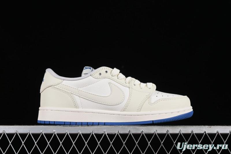 Nike Travis Scott x Fragment Design x Air Jordan 1 Low OG SP AJ1 LV Collaboration Light Blue Low-Top Casual Sneakers - LJ5188-007