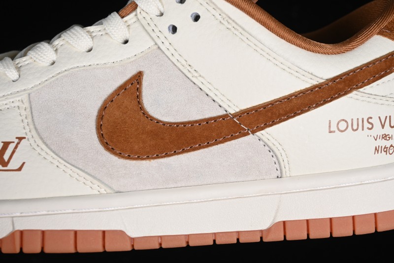 Nike SB Dunk Low LV Collaboration - Chocolate Anniversary High-End Custom Low-Top Casual Skate Shoes - FC1688-133