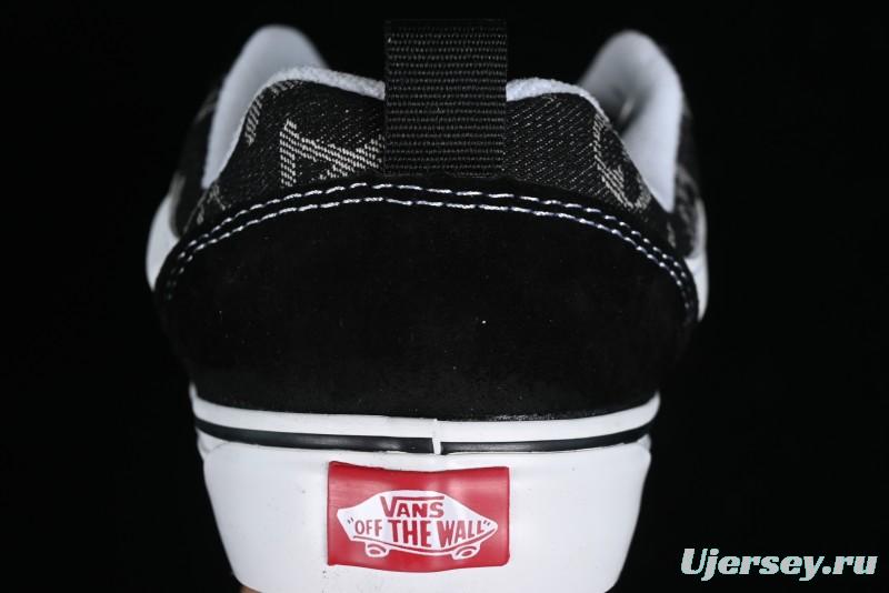 Vans Knu-Skool Premium Custom Denim Monogram Slip-On Shoes - VN0009QC6BT