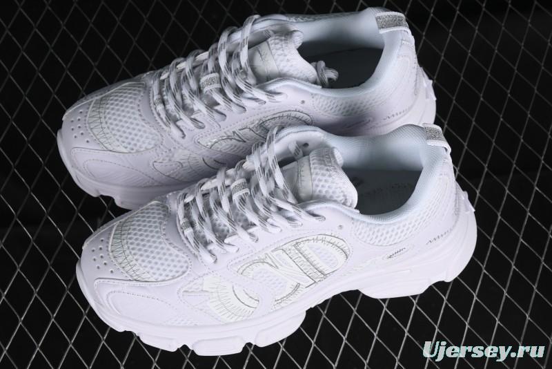 Dior Chrono Round Toe Lace-Up Lifestyle Casual Running Shoes - 10W WHITE