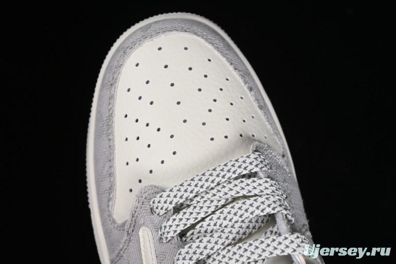 Nike Travis Scott x Fragment Design x Jordan Air Jordan 1 Low OG SP AJ1 LV Grey Denim Culture Casual Sneakers - LJ5188-004