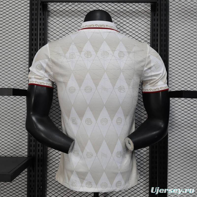 25/26 Player Version Bayern Munich White Diamond Pattern POLO Special Jersey
