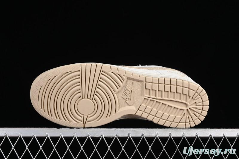 Nike SB Dunk Low LV Collaboration - Khaki Denim Anniversary High-End Custom Low-Top Casual Skate Shoes - XP3802-337