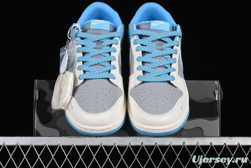 Nike SB Dunk Low BAPE Collaboration - Beige Grey Indigo Anniversary Premium Custom Low-Top Casual Skate Shoes - BB8969-002