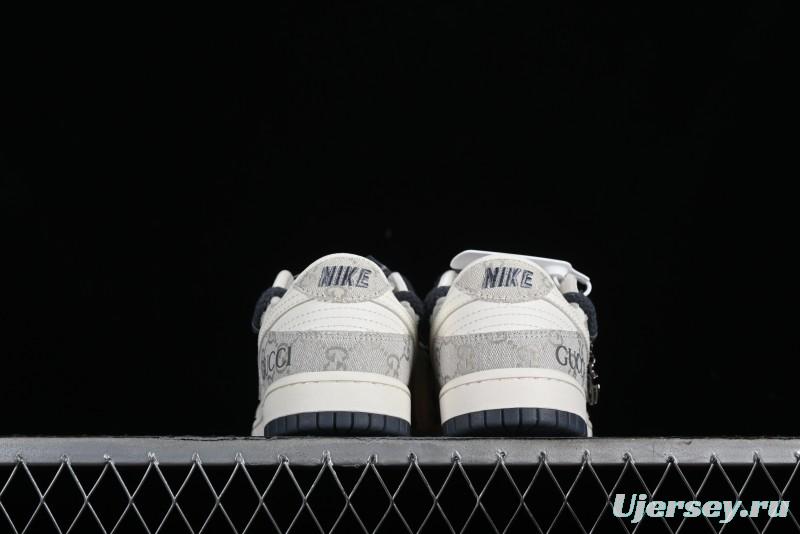 Nike SB Dunk Low Gucci Collaboration - Lace-Up Ash Anniversary High-End Custom Low-Top Casual Sneakers - SJ2068-263