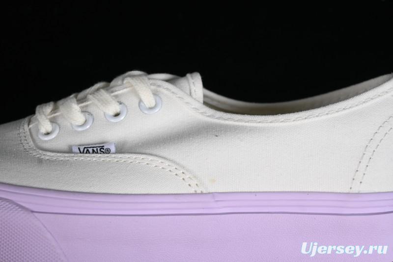 Vans Authentic White Purple Canvas Skate Shoes - VN0009PVCGX