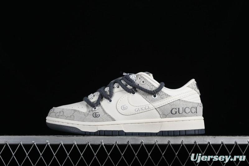 Nike SB Dunk Low Gucci Collaboration - Lace-Up Ash Anniversary High-End Custom Low-Top Casual Sneakers - SJ2068-263