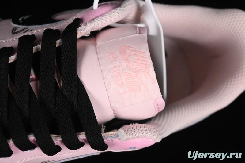 Nike Air Force 1 '07 Low Casual Sneakers with Anime-inspired Peach Pink Spray Design - CW2288-111