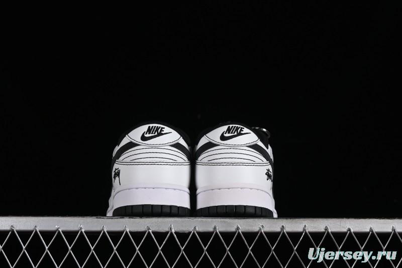 Stussy x Nike Dunk Low SB Skate Shoes in White-Black - FC1688-137