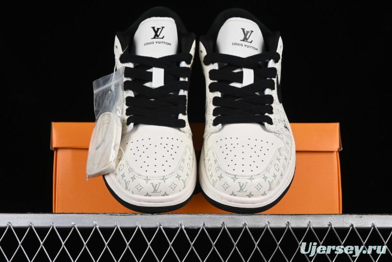 Nike Air Jordan 1 Low LV Collaboration - Printed Knight High-End Custom Low-Top Culture Basketball Shoes SJ9950-005