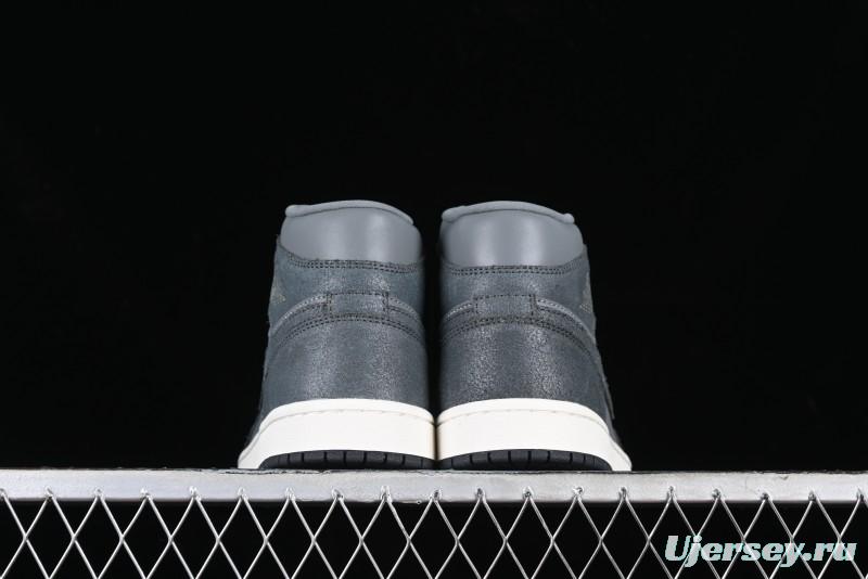 Nike Air Jordan 1 Mid Basketball Shoes in Space Gray - FJ3448-001