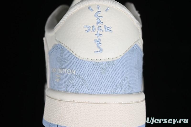 Nike Travis Scott x Fragment Design x Jordan Air Jordan 1 Low OG SP AJ1 LV Peacock Blue Low-top Casual Sneakers - LJ5188-003