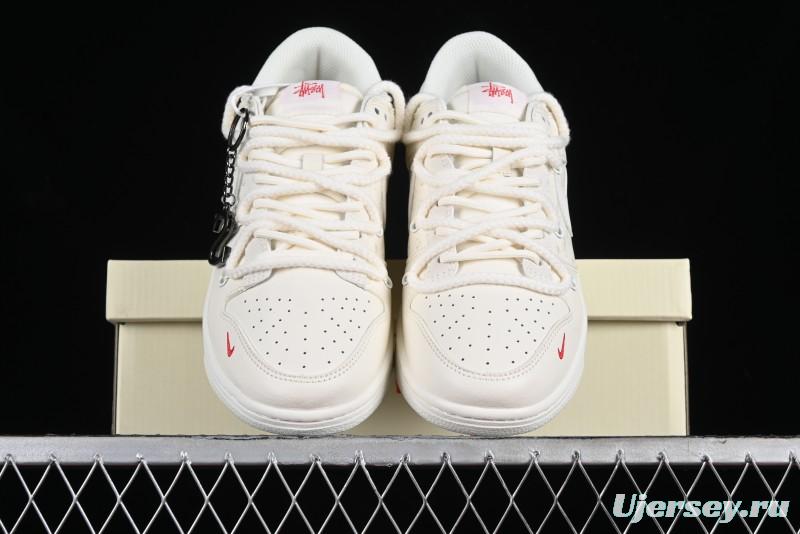 Stussy x Nike SB Dunk Low Anniversary Custom Retro Sneakers with Original S Titanium Accessory - SJ2068-259
