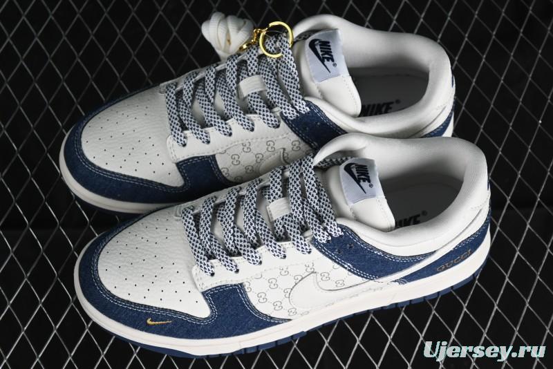 Nike SB Dunk Low Gucci Collaboration - Denim with Light Blue Swoosh Anniversary High-End Custom Low-Top Casual Sneakers - FC1688-141
