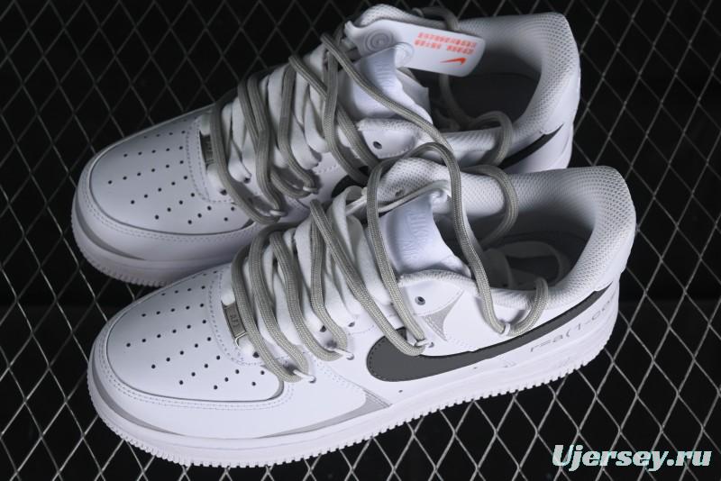 Nike Air Force 1 '07 Low Spray Paint White Grey Strap Low-Top Casual Sneakers - ZH0316-017