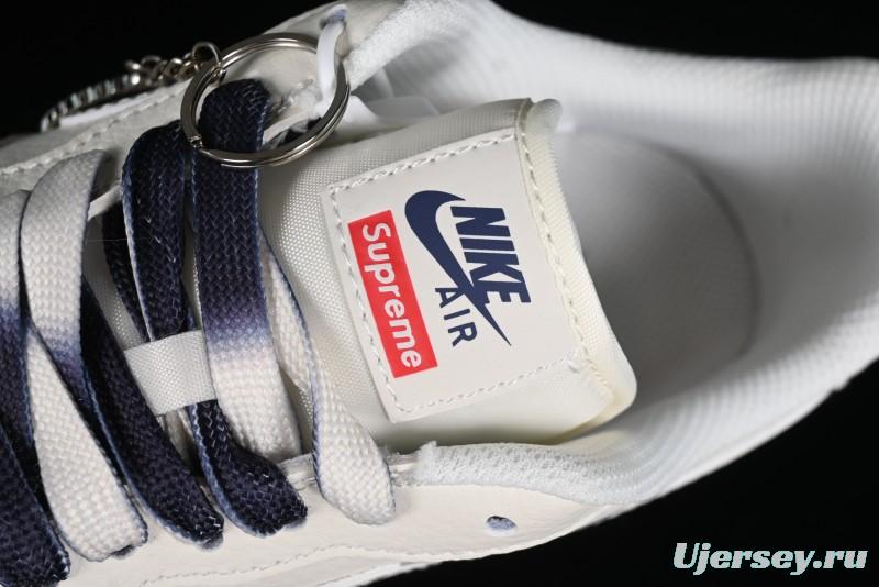 Nike Air Force 1 '07 Low Supreme Collaboration - White Blue Color Block Low-Top Casual Sneakers - XZ6188-001