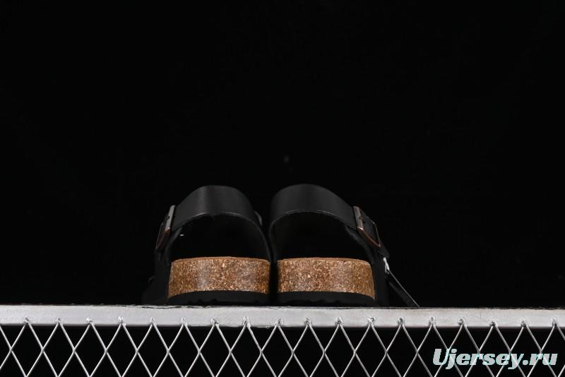 Birkenstock Birkenstock Sandals Series Black Leather with Soft Cushioning Cork Midsole - T.D4
