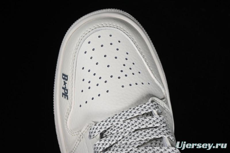 Nike Air Jordan 1 Low BAPE Collaboration - White Grey Basketball Shoes - WG8850-003