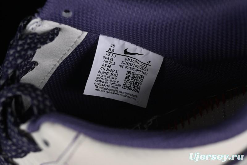 Stussy x Nike Air Force 1 '07 Low Retro Casual Sneakers with Reflective Military Purple - UN1635-222