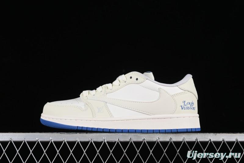 Nike Travis Scott x Fragment Design x Air Jordan 1 Low OG SP AJ1 LV Collaboration Light Blue Low-Top Casual Sneakers - LJ5188-007