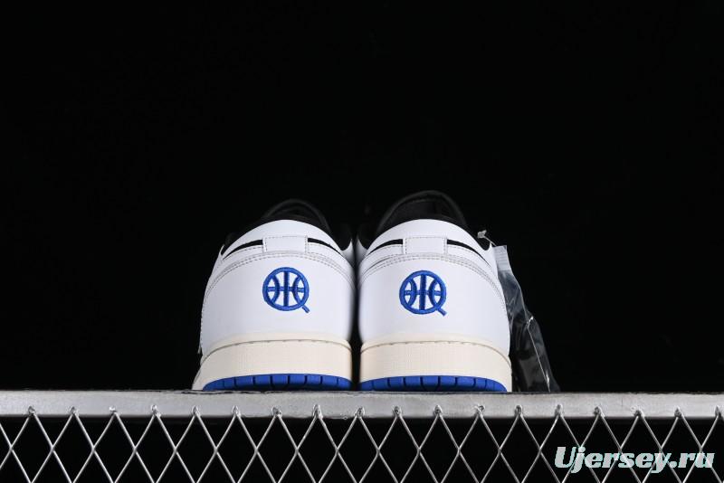 Nike Air Jordan 1 Low "Quai 54" Casual Sneakers in White Black Blue - HQ0764-001