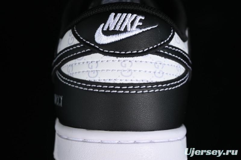 Nike SB Dunk Low Gucci Collaboration - Double G Embroidery Black Swoosh Anniversary Custom Low-Top Casual Skate Shoes - SF1588-136