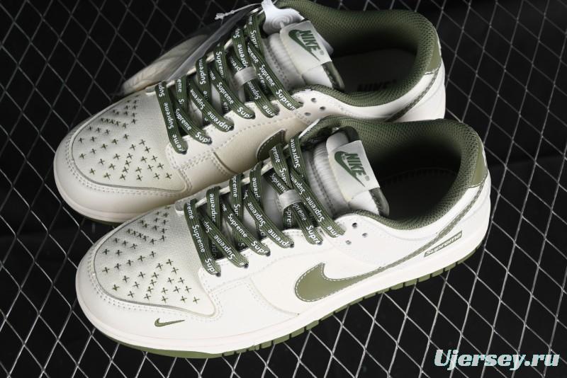 Nike SB Dunk Low Supreme Collaboration - Military Green Canvas Anniversary Custom Low-Top Casual Skate Shoes - BB6698-516