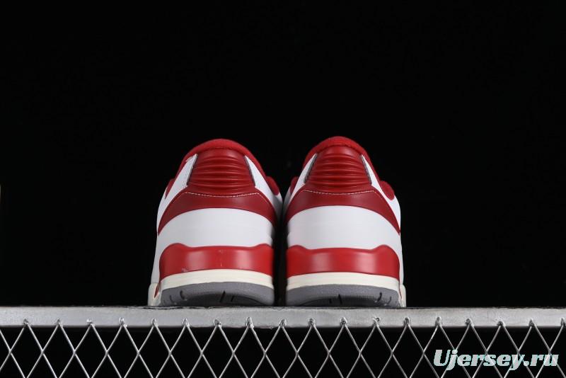 Nike Air Jordan 2/3 Retro Low Top Basketball Shoes in White and Red - FD0383-161