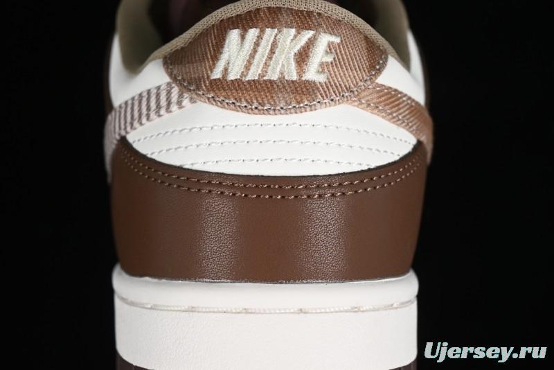 Nike Dunk Low SB White Brown Plaid Casual Skate Shoes - FV3653-191