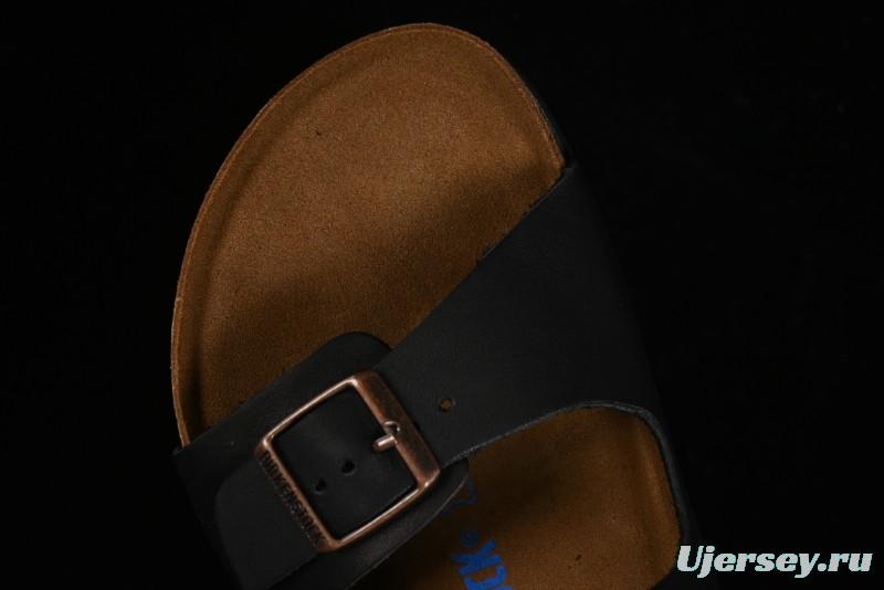 Birkenstock Birkenstock Sandals Series Black Leather with Soft Cushioning Cork Midsole - T.D4